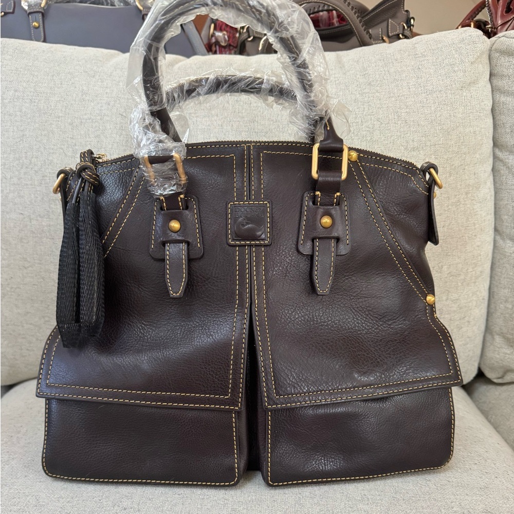 Dooney & Bourke Brown Tmoro Brown Florentine Leather Clayton Satchel NWT